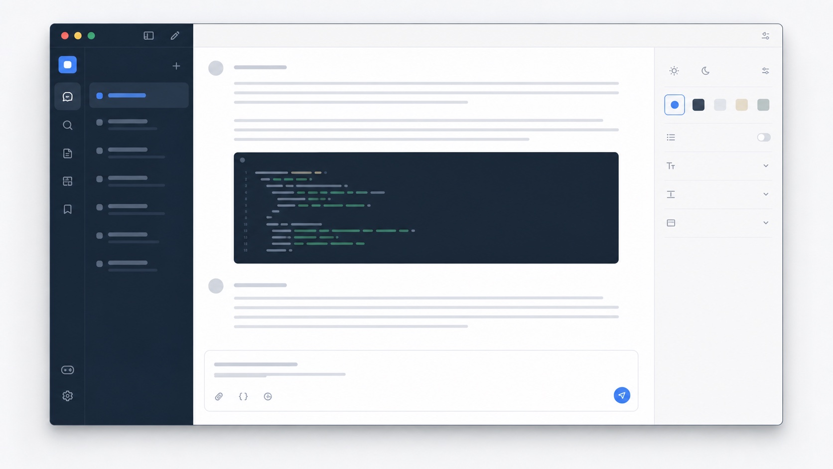 ChatGPT writing theme with readable code blocks